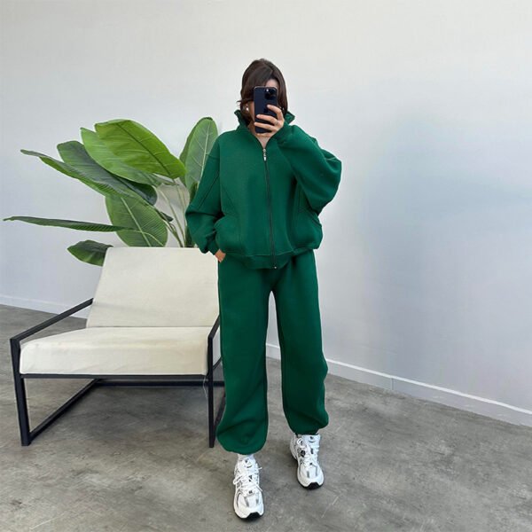Sports Suits With Pockets Stand-up Collar Zipper Cardigan And Drawstring Trousers Fashion Jogger Set Outfits Tracksuits Women's Clothing - Image 5