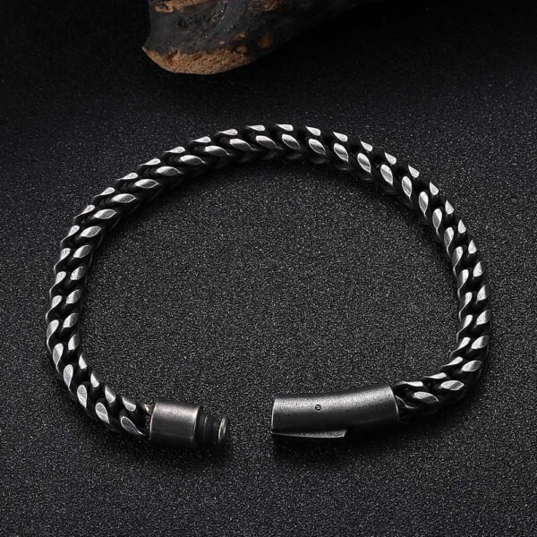 Men's Stainless Steel Round Mill Simple Fashion Titanium Steel Vintage Bracelet - Image 5