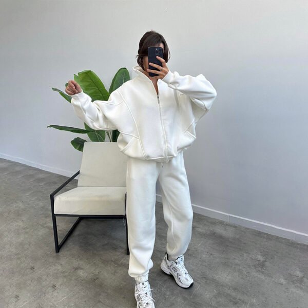 Sports Suits With Pockets Stand-up Collar Zipper Cardigan And Drawstring Trousers Fashion Jogger Set Outfits Tracksuits Women's Clothing - Image 4