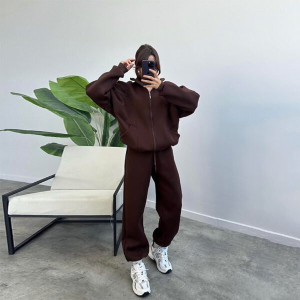 Sports Suits With Pockets Stand-up Collar Zipper Cardigan And Drawstring Trousers Fashion Jogger Set Outfits Tracksuits Women's Clothing - Image 7