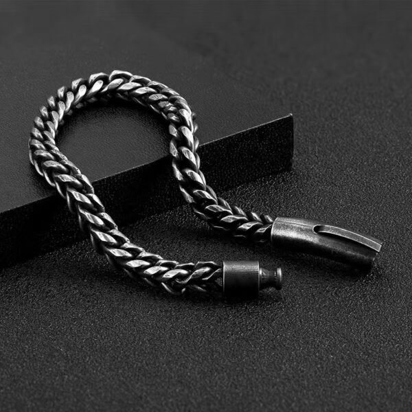 Men's Stainless Steel Round Mill Simple Fashion Titanium Steel Vintage Bracelet - Image 2