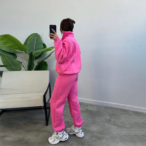 Sports Suits With Pockets Stand-up Collar Zipper Cardigan And Drawstring Trousers Fashion Jogger Set Outfits Tracksuits Women's Clothing - Image 3