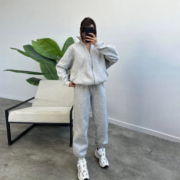 Sports Suits With Pockets Stand-up Collar Zipper Cardigan And Drawstring Trousers Fashion Jogger Set Outfits Tracksuits Women's Clothing - Image 6