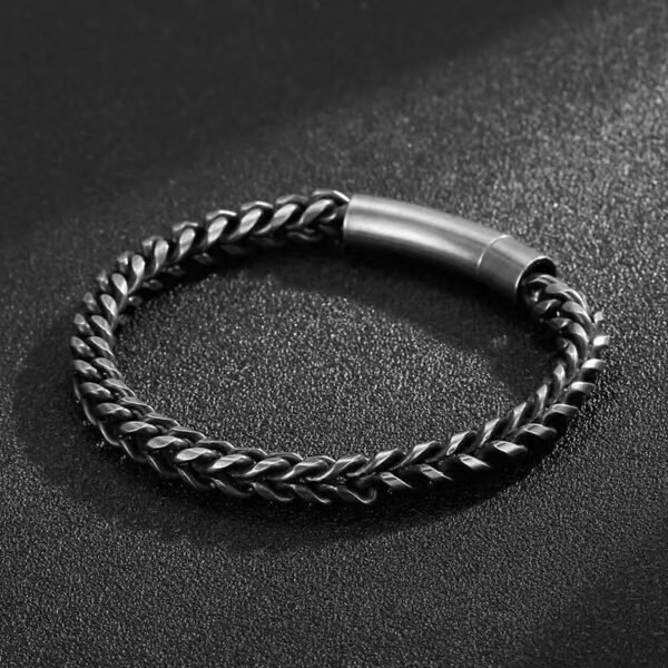 Men's Stainless Steel Round Mill Simple Fashion Titanium Steel Vintage Bracelet - Image 3