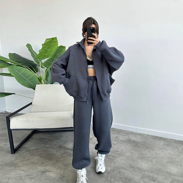 Sports Suits With Pockets Stand-up Collar Zipper Cardigan And Drawstring Trousers Fashion Jogger Set Outfits Tracksuits Women's Clothing - Image 8